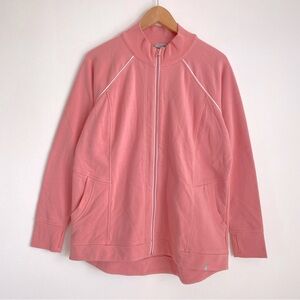 T by Tabots NWOT Womens Workout Jacket, Thum Hole/ Pockets, Pink Salmon, Size 1X